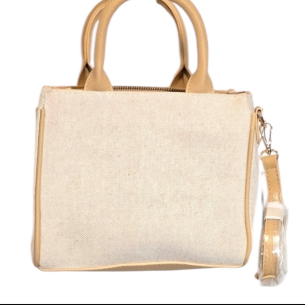 Bebe NWT Beige and White Mini Satchel with Tan Accents - Picture 3 of 4